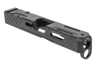 L2D Combat Tyton 19 V2 Stripped Slide For Glock 19 Gen 5 in DLC Black with angled serrations
